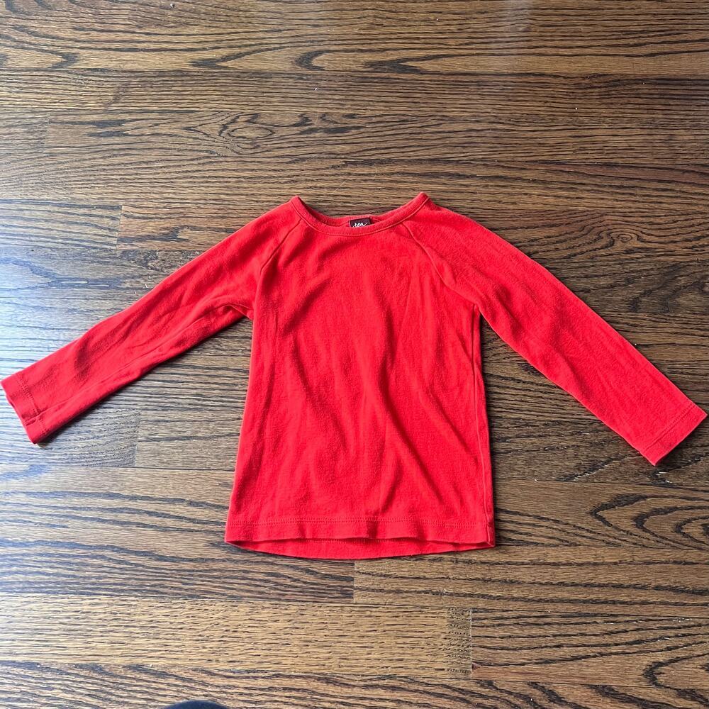 🍭6/$30 Tea collection girl's tomato red 100% cotton long sleeve shirt - 3
